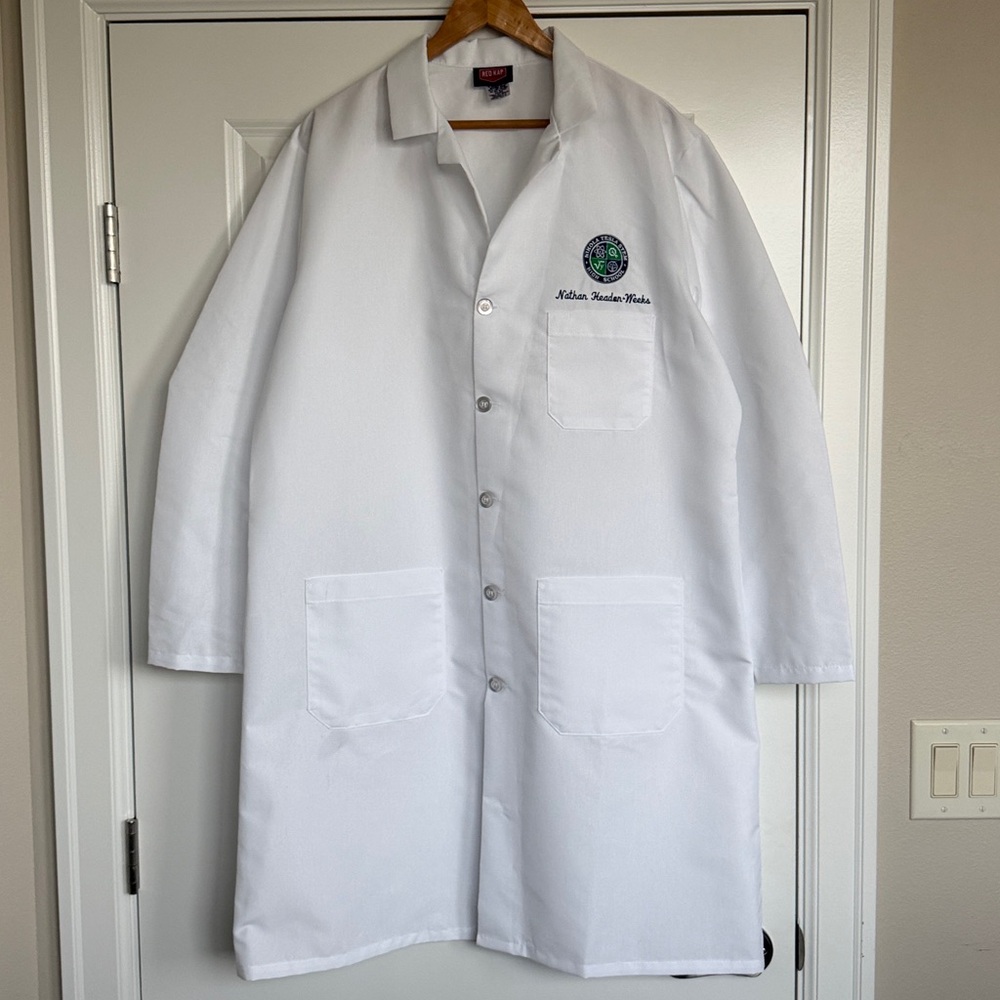 NEW Lab Coat Red Kap sz Large Front Pockets Button Down Unisex School College